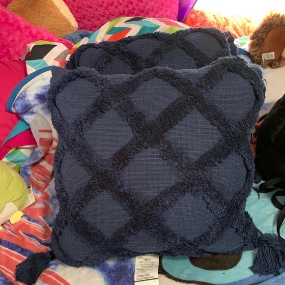 Better Homes and Gardens Navy Farmhouse Crisscross Throw Pillows - Picture 1 of 2